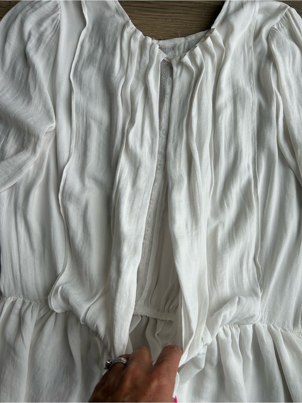 Free People White Peasant Blouse - Lightweight Long Sleeve Top - Picture 7 of 7